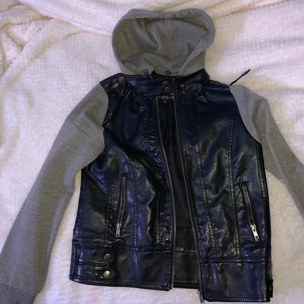 Grey/White Leather Jacket